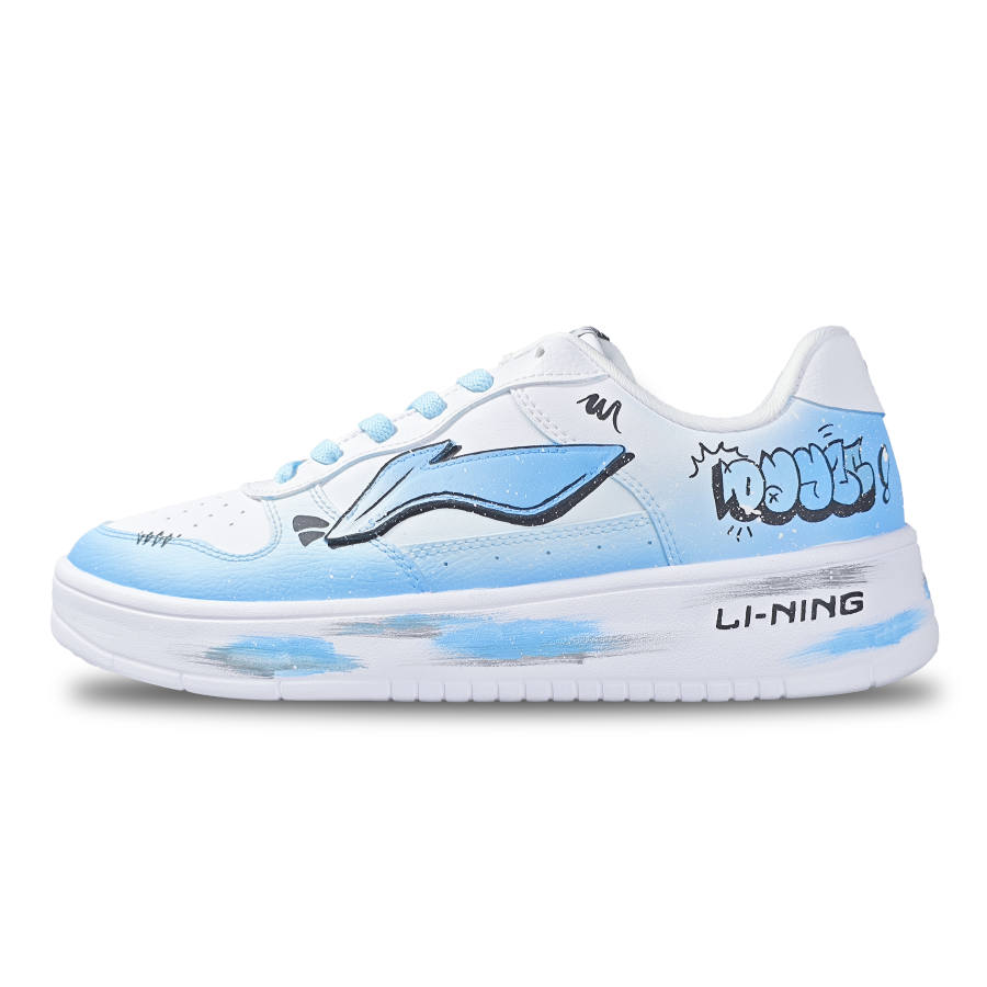 Li-Ning Li Ning Floating Boat Slip Resistant Abrasion Resistant Low top Skateboard Shoes Men's White Blue
