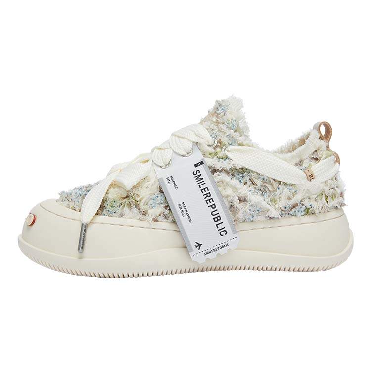SMILEREPUBLIC Open Ended Smiling Collection MONET TWEED.LOW.SP Low top Skateboard Shoes Unisex Brown Green