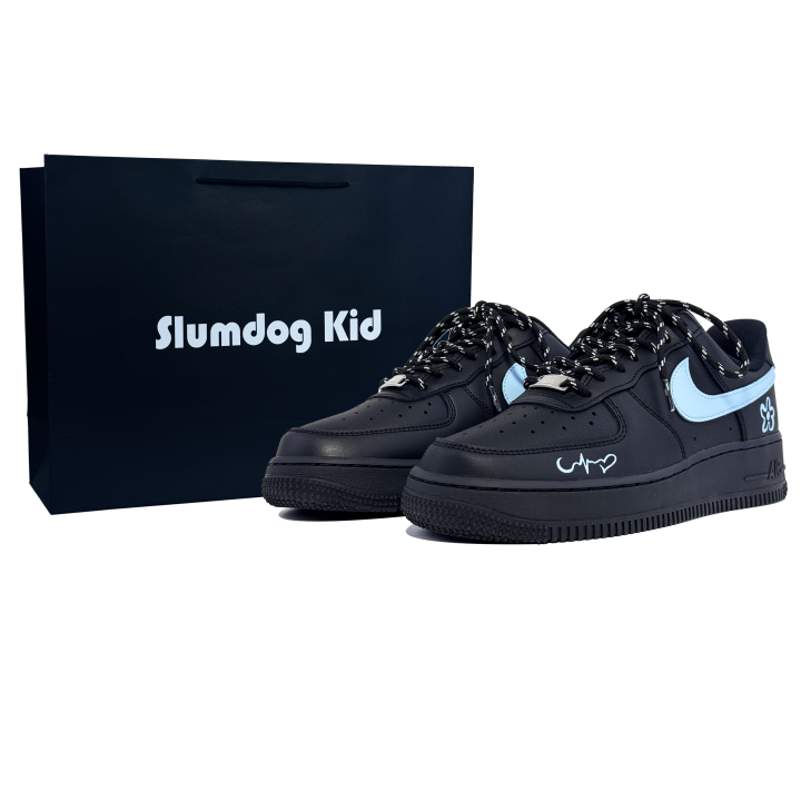 Nike Nike Air Force 1 Abrasion Resistant Low top Skateboard Shoes Unisex Black Blue