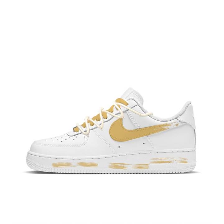 Nike Nike Air Force 1 Alert Deconstruction Abrasion Resistant Low top Skateboard Shoes Unisex White Yellow