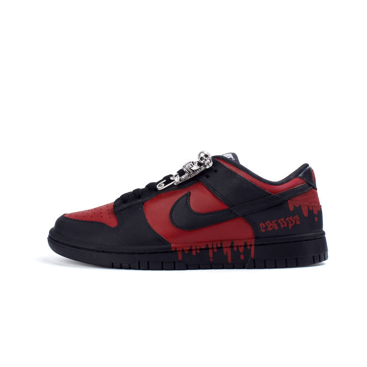 Nike Nike Dunk Leather Cushioning Abrasion Resistant Lightweight Low top Skateboard Shoes Unisex Black Red