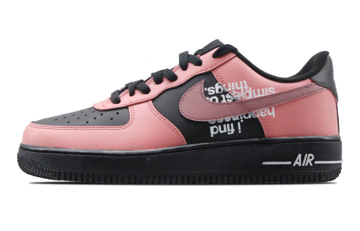 Nike Nike Air Force 1 Slip Resistant Abrasion Resistant Low top Skateboard Shoes Women's Black Pink