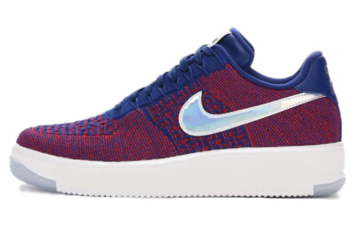 Nike Nike Air Force 1 Flyknit USA Slip Resistant Lightweight Non slip Lightweight Low top Skateboard Shoes Men's Red Blue