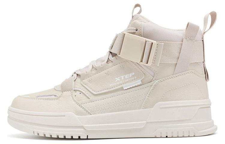XTEP Comfortable And Trendy Slip Resistant Abrasion Resistant High top Skateboard Shoes Women's Ecru