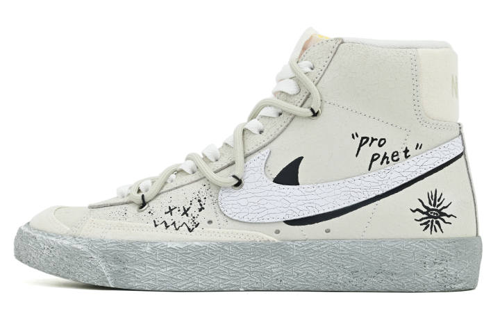 Nike Nike Blazer 77 EMB Leather Slip Resistant Abrasion Resistant Mid top Skateboard Shoes Men's Beige
