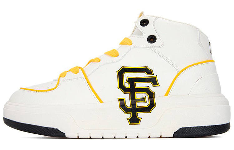 MLB Chunky Liner High Pu Slip Resistant Cushioning Abrasion Resistant Mid top Skateboard Shoes Unisex White Yellow
