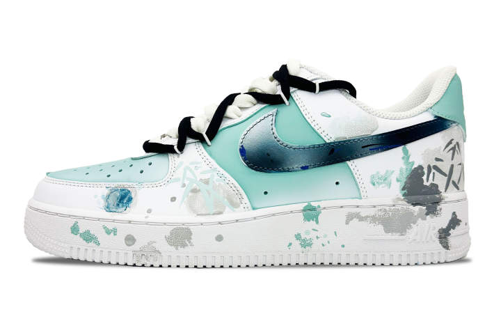 Nike Nike Air Force 1 Coverage Thermal Coverage Low top Skateboard Shoes Men's White Cyan