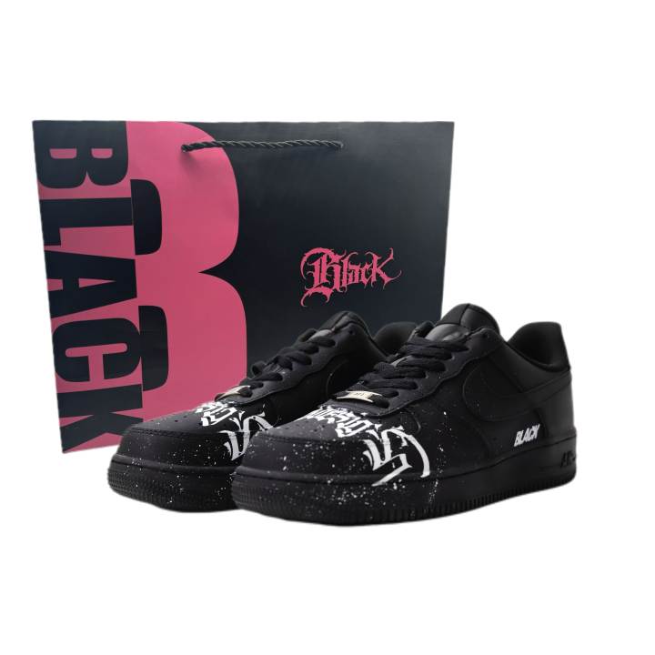 Nike Nike Air Force 1 Slip Resistant Abrasion Resistant Low top Skateboard Shoes Unisex Black