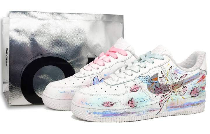 Nike Nike Air Force 1 Slip Resistant Abrasion Resistant Low top Skateboard Shoes Unisex Cloud Dream Blue