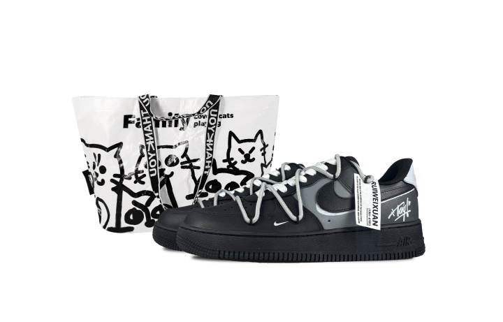 Nike Nike Air Force 1 Gray Track 2.0 Low top Skateboard Shoes Unisex Black Gray
