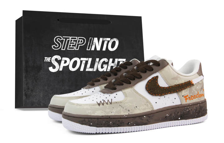 Nike Nike Air Force 1 Slip Resistant Abrasion Resistant Low top Skateboard Shoes Unisex White Brown