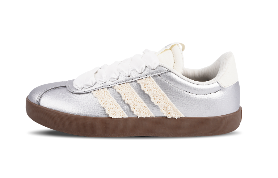Adidas Neo Vl Court 3.0 Slip Resistant Slip Resistant Low top Skateboard Shoes Unisex Silver