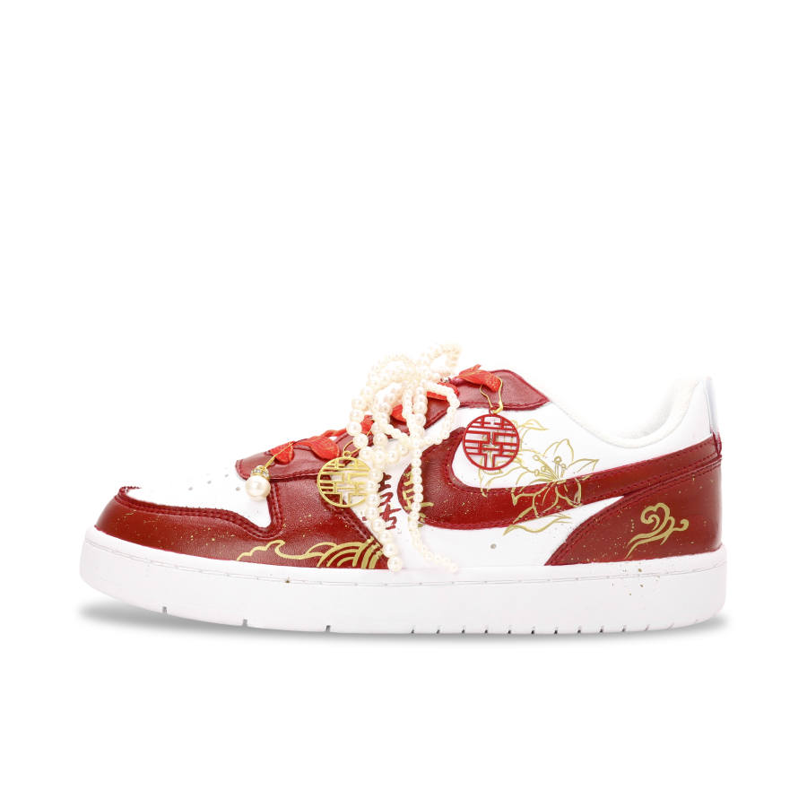 Nike Nike Court Borough Leather Cushioning Low top Skateboard Shoes Women's Red Gold
