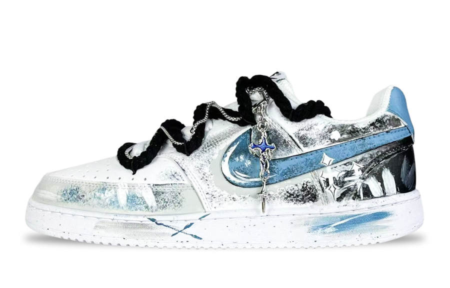 Nike Nike Court Vision 1 Illusion, Snowfield Blade Abrasion Resistant Low top Skateboard Shoes Men's Blue White Black