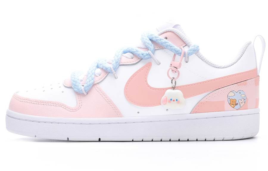 Nike Nike Court Borough Abrasion Resistant, Lightweight, And Breathable Low top Skateboard Shoes GS Blue White Pink