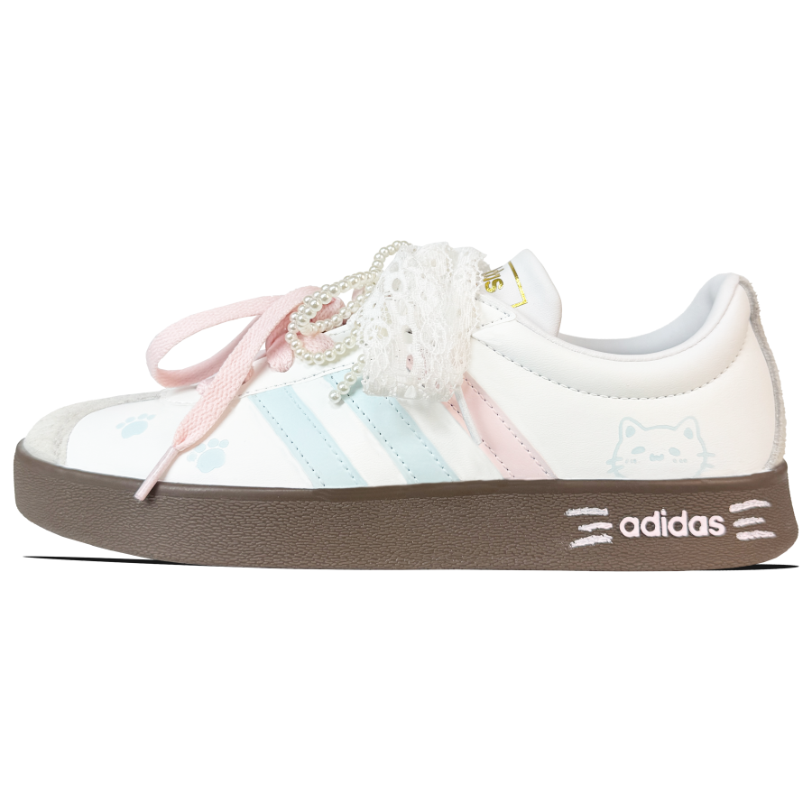 Adidas Adidas VL COURT 2.0 Abrasion Resistant Abrasion Resistant Low top Skateboard Shoes Unisex Pink Blue