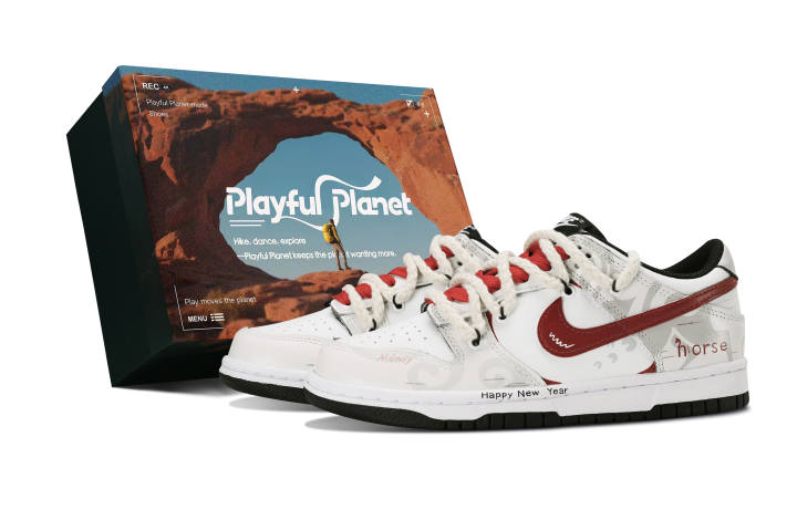 Nike Nike Dunk Abrasion Resistant Low top Skateboard Shoes Men's Beige Red