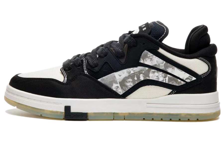 Li-Ning LIXIAOLONG x Li Ning Wave Pro Slip Resistant Abrasion Resistant Low top Skateboard Shoes Men's Black White