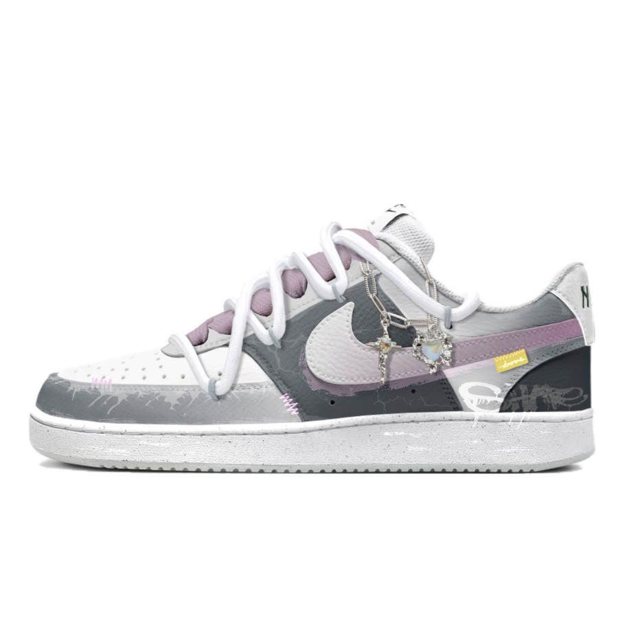 Nike Nike Court Vision 1 Slip Resistant Cushioning Low top Skateboard Shoes Men's Gray Pink