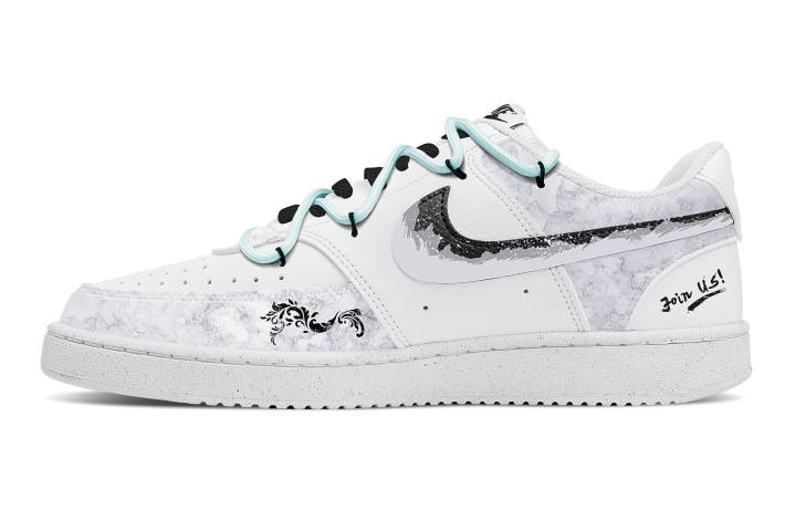 Nike Nike Court Vision 1 Pattern Slip Resistant Low top Skateboard Shoes Men's White Gray
