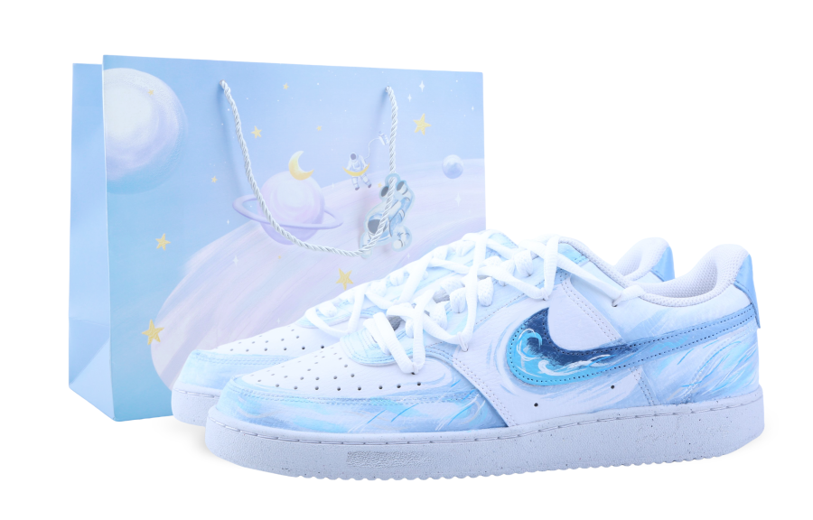 Nike Nike Court Vision Drippy Twilight Tide Abrasion Resistant Abrasion Resistant Low top Skateboard Shoes Men's Blue White