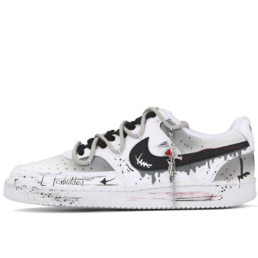 Nike Nike Court Vision 1 Forbidden Love Abrasion Resistant Slip Resistant Low top Skateboard Shoes Unisex Black White