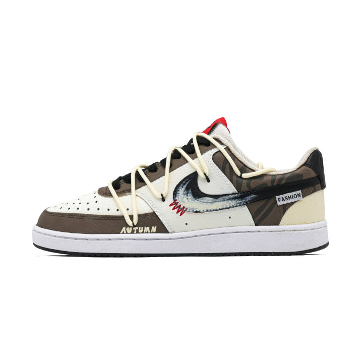 Nike Nike Court Vision 1 Autumn Fairy Tale Wear resistant And Lightweight Low top Skateboard Shoes Men's White Brown