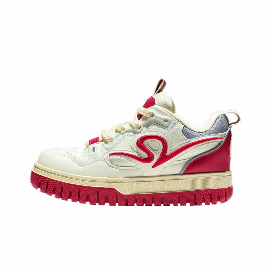 ANTA SNEAKERVERSE ATSV 3STEPS Slip Resistant Abrasion Resistant Mid top Skateboard Shoes Men's White Red