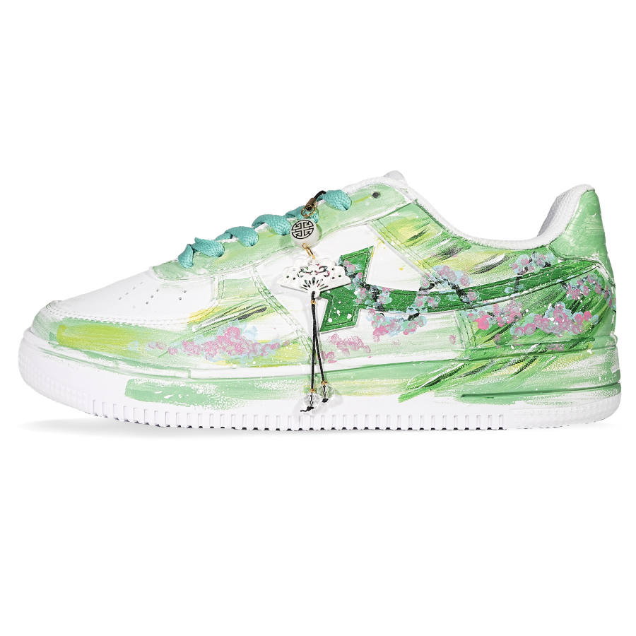 XTEP Air Force 1 Slip Resistant Cushioning Abrasion Resistant Low top Skateboard Shoes Unisex Green White