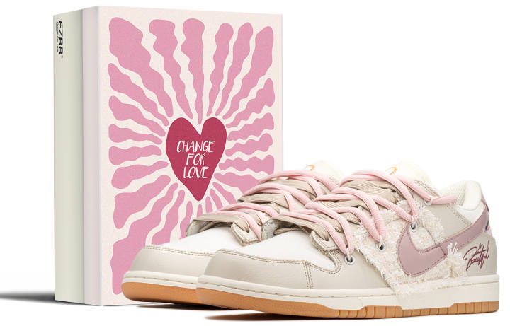 Nike Nike Dunk Low top Skateboard Shoes Unisex Pink Khaki
