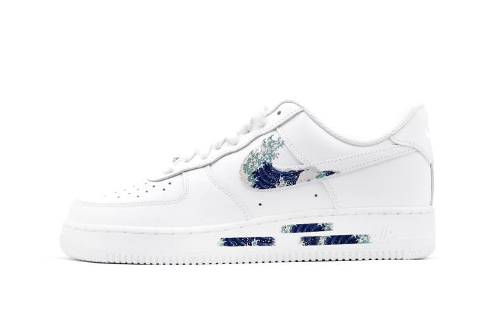 Nike Nike Air Force 1 Ukiyo E, Surfing, Art Oil Painting Low top Skateboard Shoes Men's White Blue