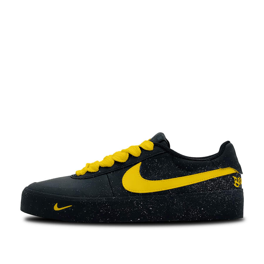Nike Nike Court Shot Yellow Star Rhythm Leather Abrasion Resistant Low top Skateboard Shoes Men's Black Yellow