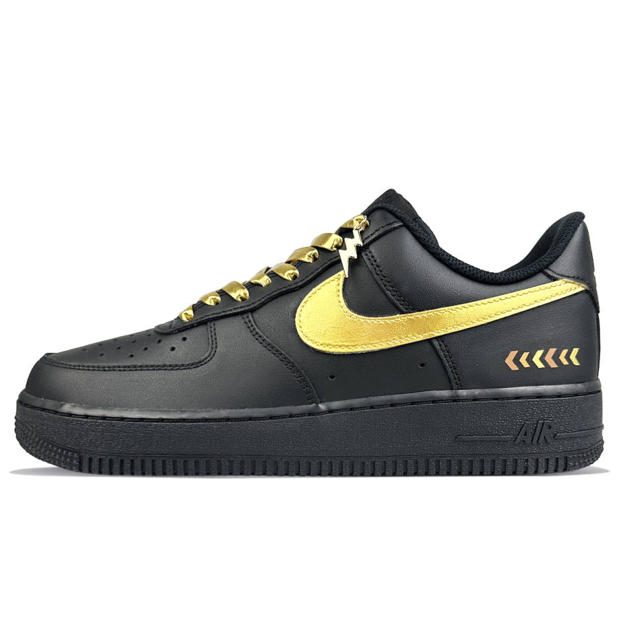 Nike Nike Air Force 1 Abrasion Resistant Abrasion Resistant Low top Skateboard Shoes Unisex Black Gold