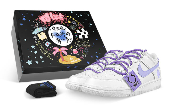 Nike Nike Dunk Low top Skateboard Shoes Men's White Purple