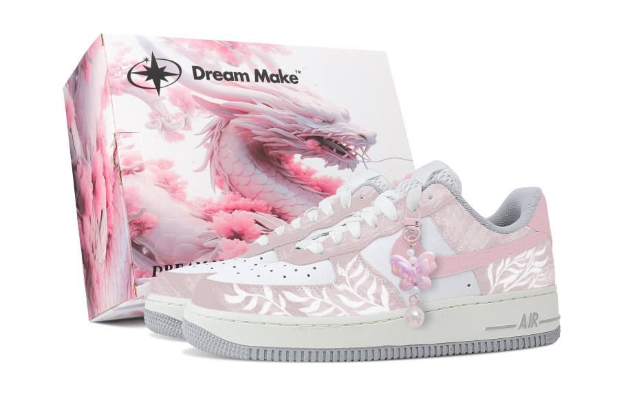 Nike Nike Air Force 1 Slip Resistant Cushioning Abrasion Resistant Low top Skateboard Shoes Women's Pink White