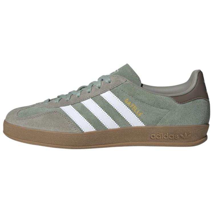 Adidas Originals GAZELLE INDOOR Leather Low top Skateboard Shoes Unisex Green Gray