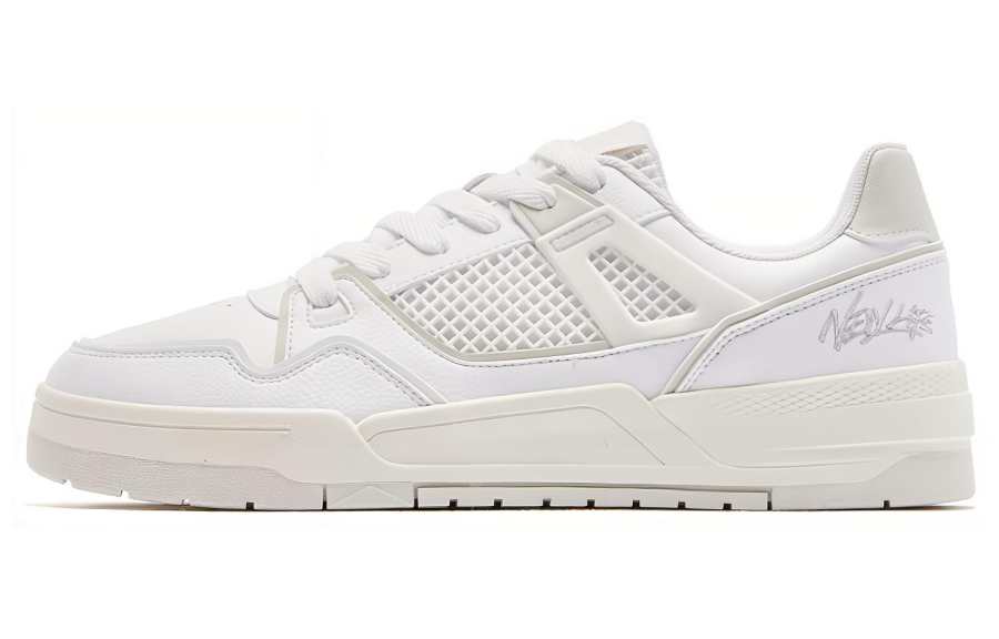 QIAODAN Textile, Synthetic Leather Wear resistant And Lightweight Low top Skateboard Shoes Men's White