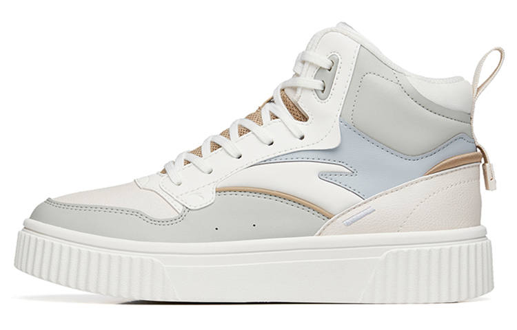 Anta Slip Resistant Abrasion Resistant Slip Resistant Abrasion Resistant High top Skateboard Shoes Women's White Gray