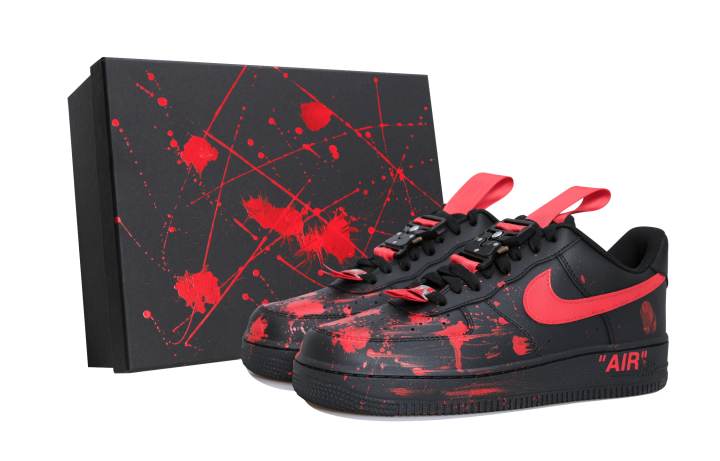 Nike Nike Air Force 1 Crime Scene Slip Resistant Cushioning Low top Skateboard Shoes Unisex Black Red