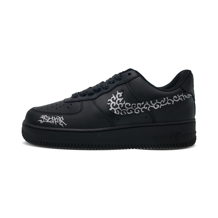 Nike Nike Air Force 1 Low top Skateboard Shoes Unisex Black Silver