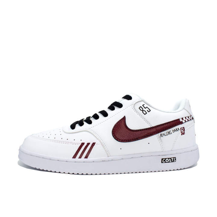 Nike Nike Court Vision 85 Racing Leather Abrasion Resistant Low top Skateboard Shoes Unisex Red White