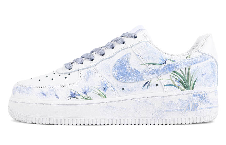 Nike Nike Air Force 1 Abrasion Resistant Abrasion Resistant Low top Skateboard Shoes Unisex White Blue