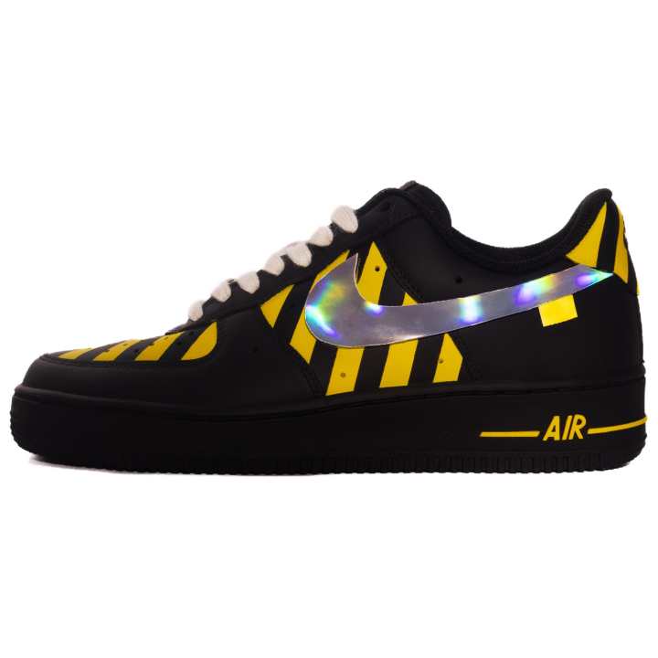 Nike Nike Air Force 1 Low top Skateboard Shoes Unisex Black Yellow