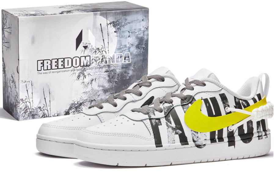 Nike Nike Court Borough Freedom Panda, Box, Exile Slip Resistant Low top Skateboard Shoes Women's Black White Yellow