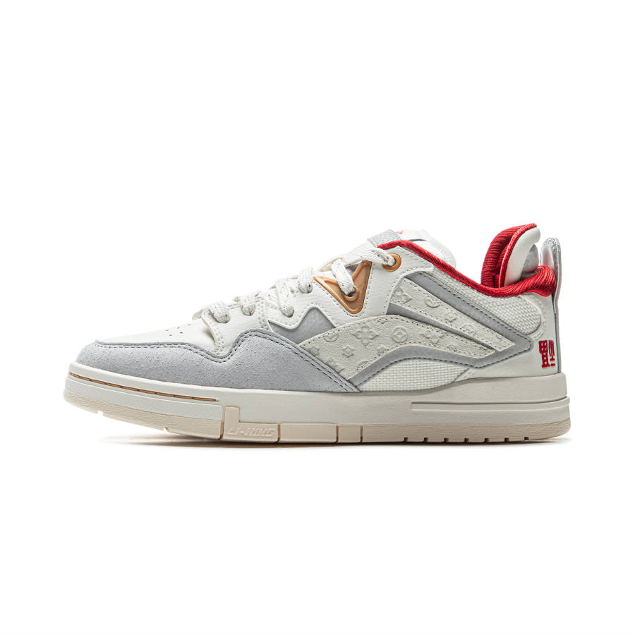Li-Ning Li Ning Wave PRO Slip Resistant Cushioning Abrasion Resistant Low top Skateboard Shoes Women's White Gray Red