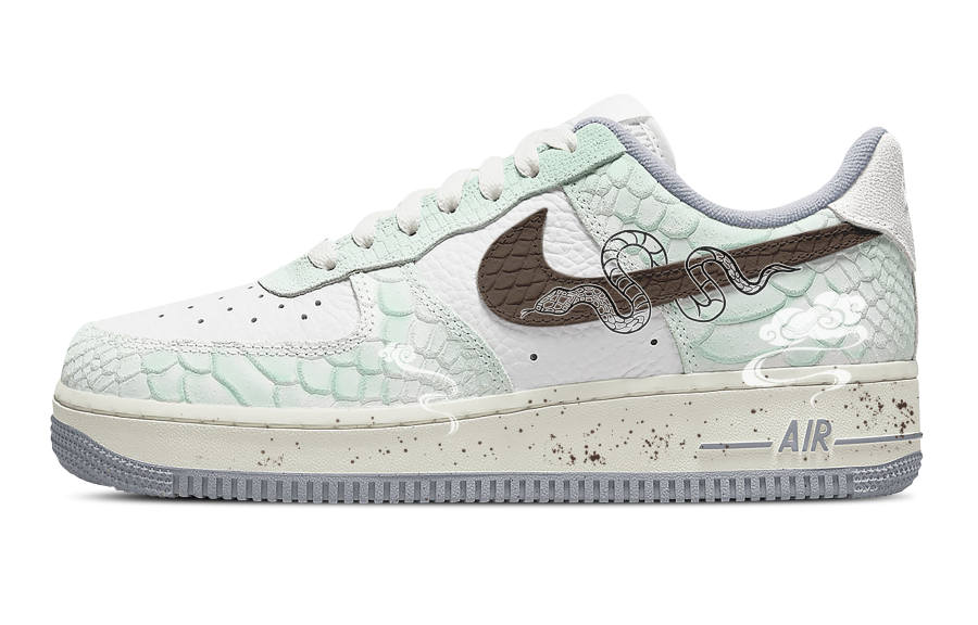 Nike Nike Air Force 1 Slip Resistant Abrasion Resistant Low top Skateboard Shoes Women's Green White