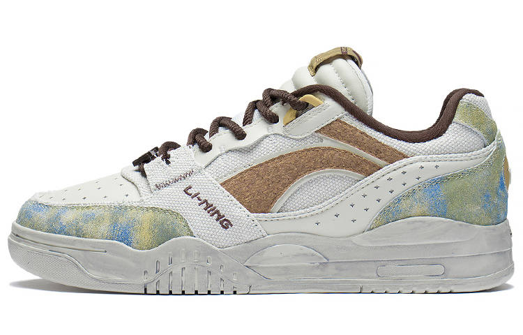 Li-Ning Li Ning Moon White Textile, Synthetic Leather Slip Resistant Cushioning Abrasion Resistant Lightweight Low top