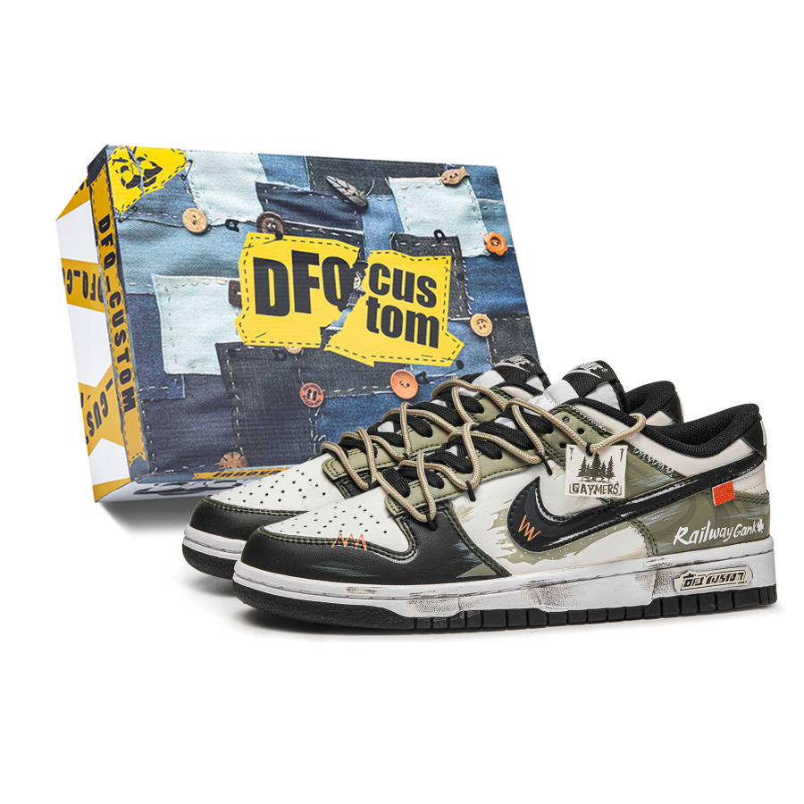 Nike Nike Dunk Tropical Rainforest Box Abrasion Resistant Low top Skateboard Shoes Unisex White Green