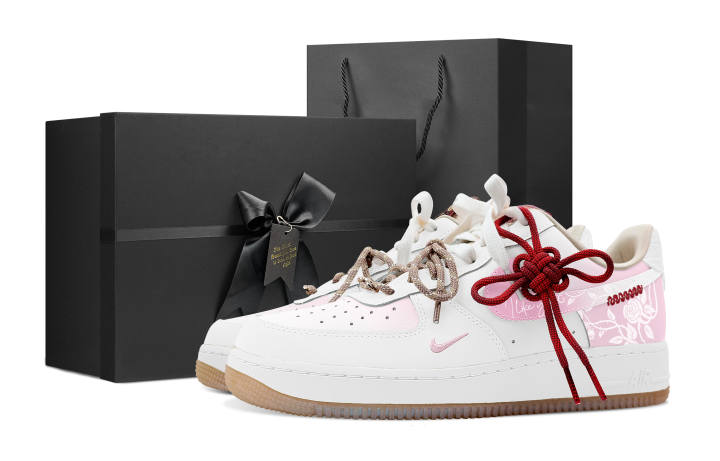 Nike Nike Air Force 1 Slip Resistant Abrasion Resistant Low top Skateboard Shoes Women's Pink White
