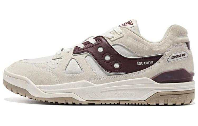 Saucony CROSS 90 Comfortable Slip Resistant Cushioning Low top Skateboard Shoes Unisex White Dark Red